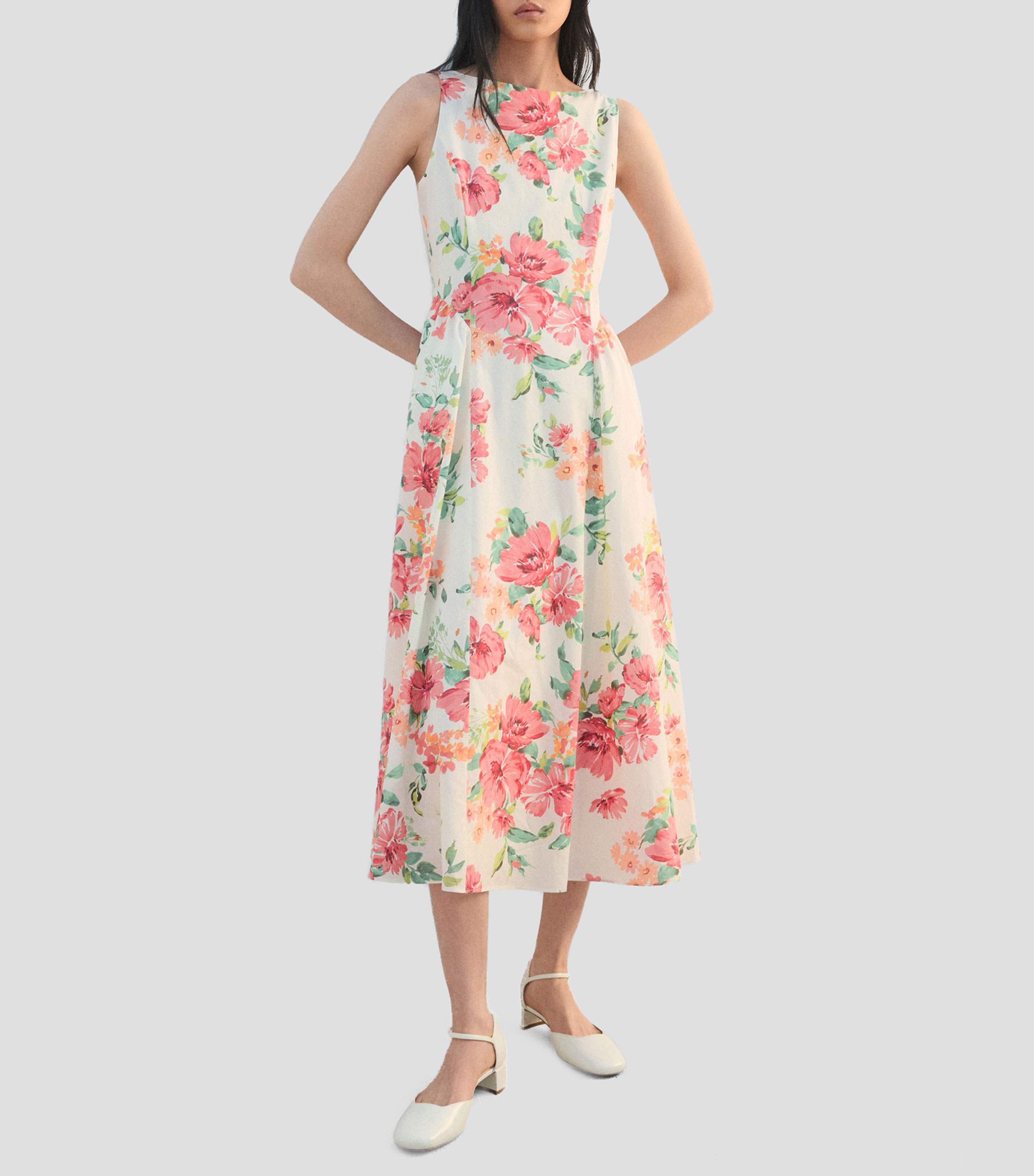 Vestido midi estampado floral Mujer